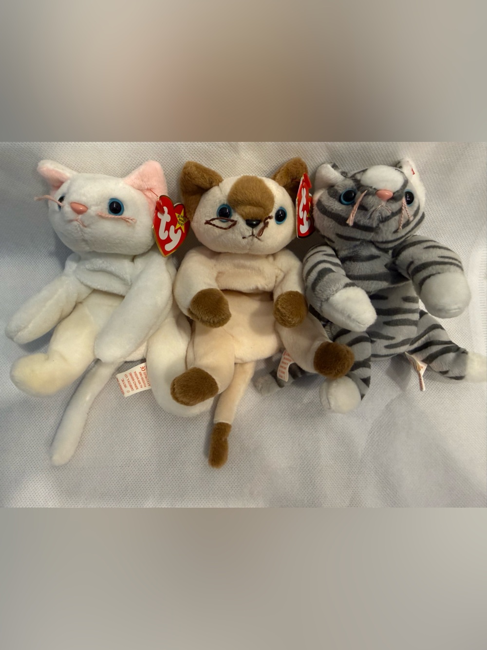 Ty Beanie Babies Flip, Snip and Prance House Cat Trio